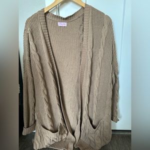 Brown long knit cardigan